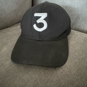 Chance The Rapper Embroidered 3 Black Adjustable Strapback Hat